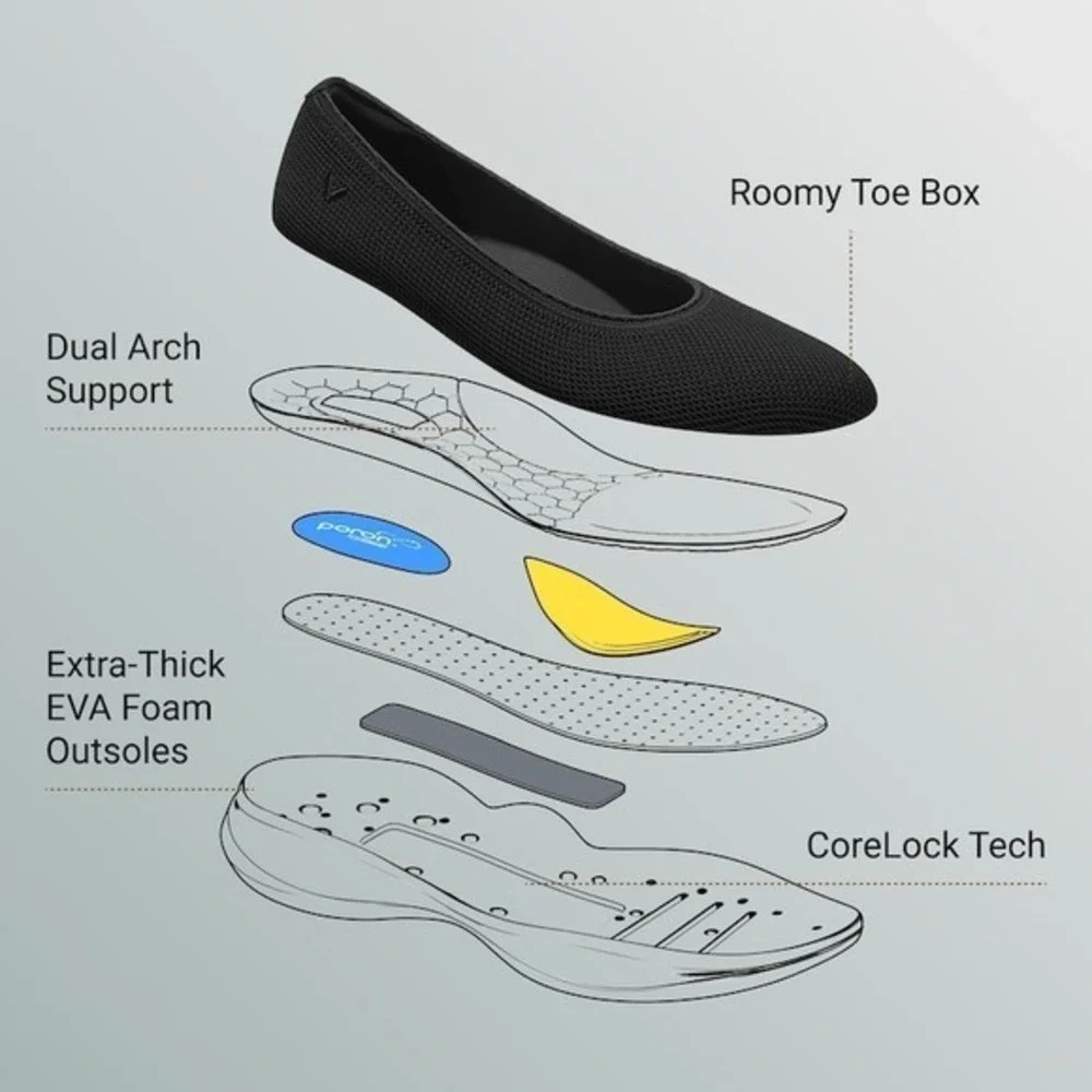 VIVAIA Walker Pro‎ Hybrid Ballerinas Comfortable Black shoes EU/38.5 US/7.5
